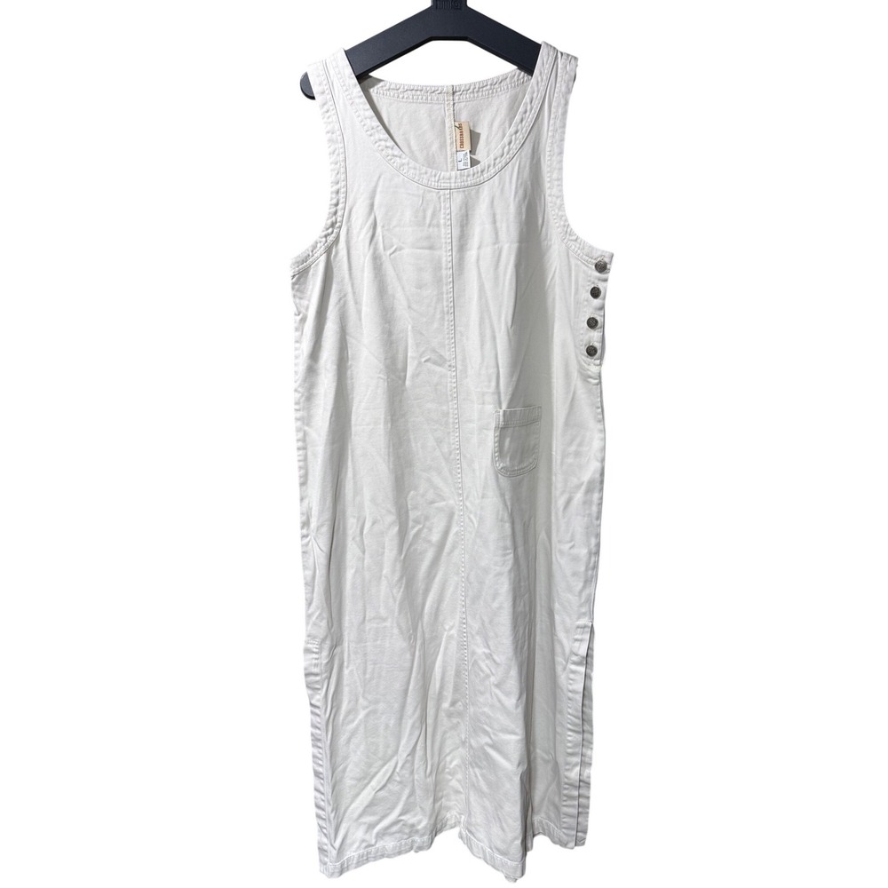 Crossroads Womens Large White Cotton Lyocell Sleeveless Side‎ Button Maxi Dress - Picture 2 of 9